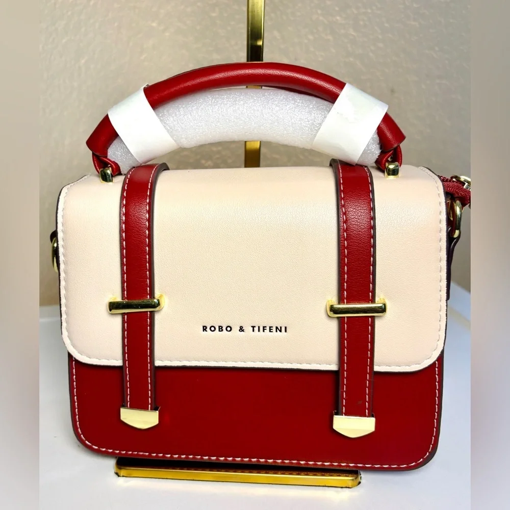 Chic Two-Tone Mini Satchel - Top Handle & Crossbody - Picture 10 of 16